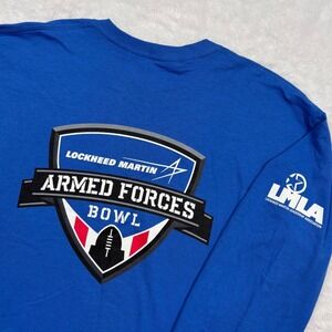 Lockheed Martin Armed Forces Bowl TShirt Men XL (FIT L)Blue Long Sleeve Military